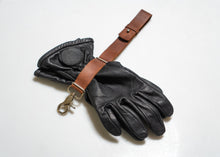 handcrafted brown leather glove holder strap with gloves – FashionRacing