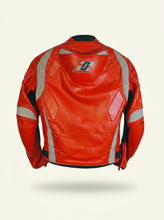 Men's Red Leather Motorcycle Sport Jacket — CE Armor, Size 50