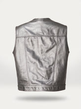 Gilet in pelle grigio da motociclista – Gilet da motociclista | FashionRacing