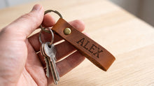 Personalized Leather Keychain 12 x 1.5 cm – Custom Name Engraved Key Strap, Gift for Him or Her