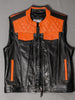 black orange leather vest 