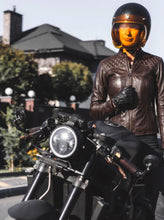 Damen Motorrad Lederjacke | Cafe Racer-Stil | Schwarzes Leder