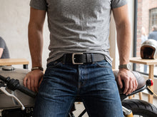 Handcrafted Black Leather Belt – Genuine Full-Grain Men’s Belt with Brushed Silver Buckle