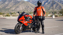 Men's Red Leather Motorcycle Sport Jacket — CE Armor, Size 50