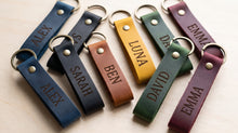Personalized Leather Keychain 12 x 1.5 cm – Custom Name Engraved Key Strap, Gift for Him or Her