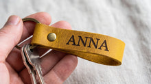 Personalized Leather Keychain 12 x 1.5 cm – Custom Name Engraved Key Strap, Gift for Him or Her