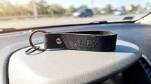 Personalized Leather Keychain 12 x 1.5 cm – Custom Name Engraved Key Strap, Gift for Him or Her