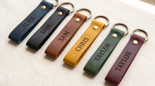 Personalized Leather Keychain 12 x 1.5 cm – Custom Name Engraved Key Strap, Gift for Him or Her