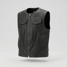 Gilet en cuir perforé MC, noir