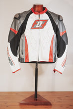 Sport biker jacket displayed on mannequin front view