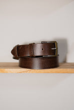 Handcrafted brown textured leather belt with gunmetal buckle. Genuine full-grain leather, durable and stylish – perfect men’s accessory and personalized gift.