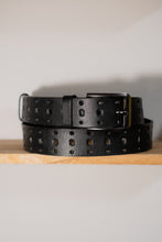 handmade perforated leather belt, genuine black leather belt men, biker style artisan belt by FashionRacing