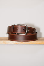 Handcrafted brown leather belt with silver rectangular buckle – genuine full-grain, personalized men’s gift