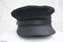 Black Leather Greek Fisherman Hat