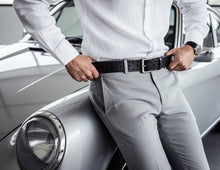 Перфорований шкіряний ремінь для чоловіків | Ручна робота | Чорна цільна шкіра