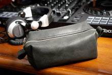 Headphone pouch case black leather, gift for DJ