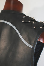 Men’s Black Leather Biker Vest with Buckles – Handmade Motorcycle Club Vest