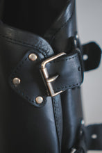 Men’s Black Leather Biker Vest with Buckles – Handmade Motorcycle Club Vest