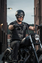 Men’s Black Leather Biker Vest with Buckles – Handmade Motorcycle Club Vest