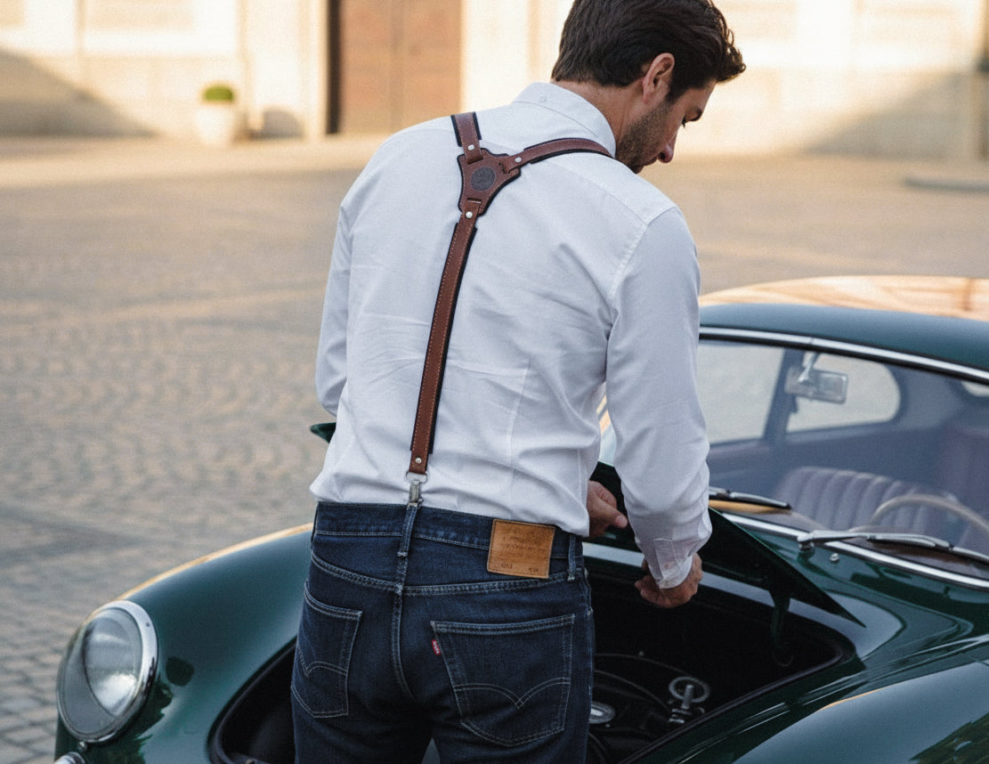 Reinforced Leather Suspenders | Personalized Gift for Men