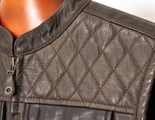 Men's Diamond Stitch Brown Leather Vest for man