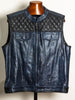 Blue Black Leather Vest for men
