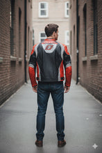 Men’s Motorcycle Sport Leather Jacket – Black & Red Cowhide by Fashion Racing