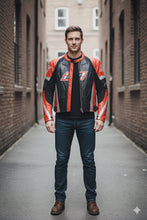 Men’s Motorcycle Sport Leather Jacket – Black & Red Cowhide by Fashion Racing