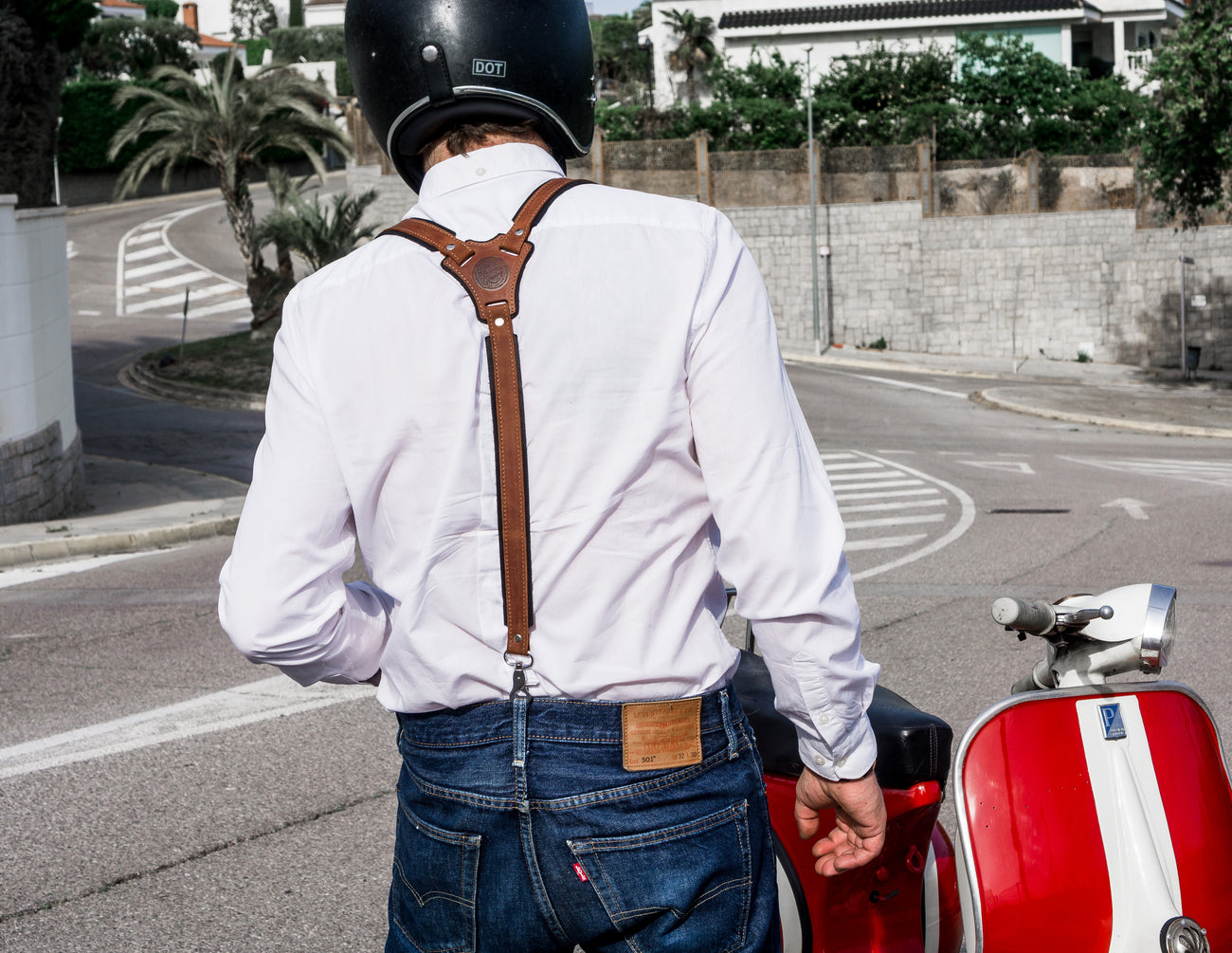 suspenders dress shirt Reinforced Leather Suspenders | Personalized Gift for Men