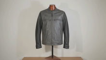 Giacca in pelle classica Cafe Racer - Nera e grigia, taglia 50-5