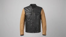 Giacca da motociclista Cafe Racer in pelle – Giacca da motociclista in pelle bovina marrone chiaro e nera, realizzata a mano di alta qualità, taglia 50 | Fashion Racing (M)