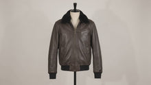 Brown Leather Aviator Jacket — Shearling Collar, Size 50 (M)