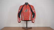 Giacca sportiva da motociclista in pelle rossa da uomo - Armatura CE, taglia 50