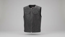 Gilet en cuir perforé MC, noir