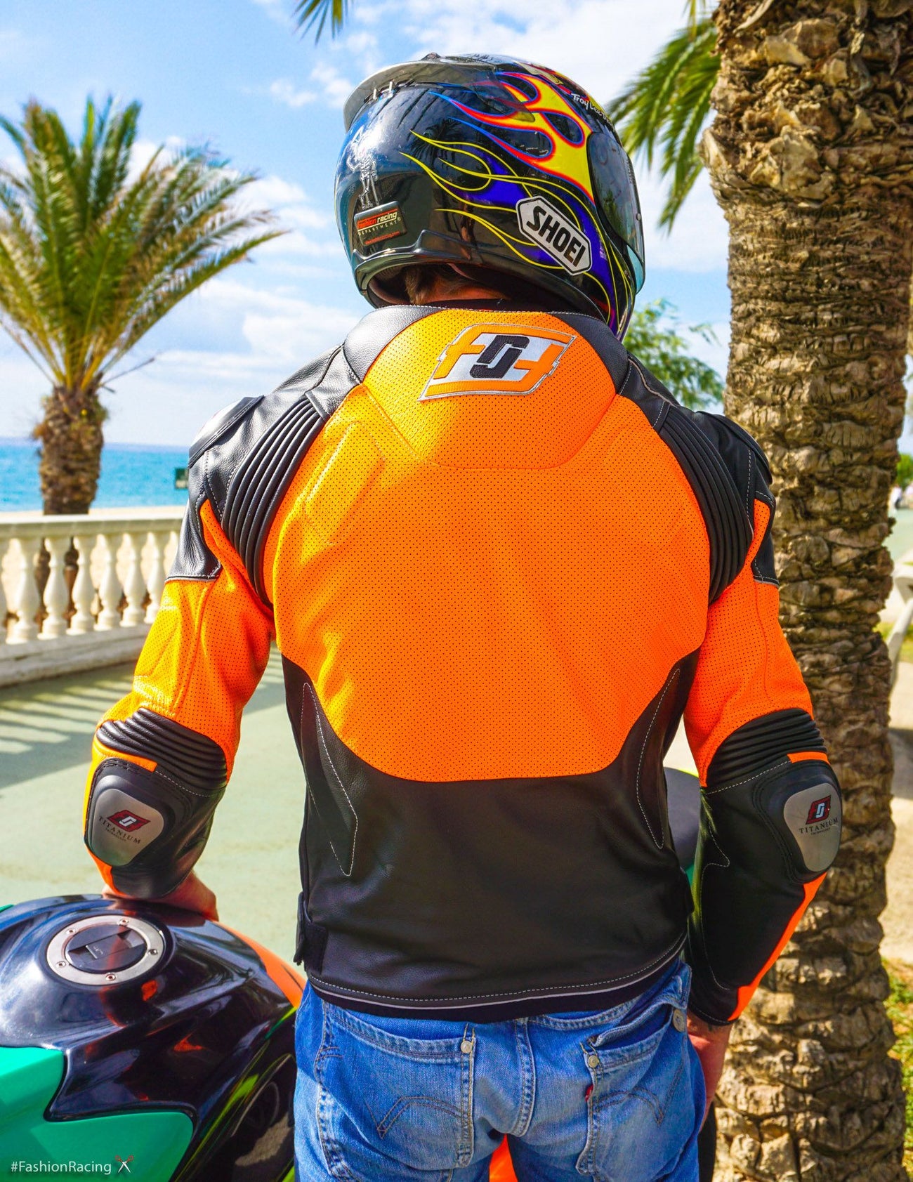 Black and orange motorcycle jacket store