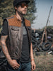 Motorcycle Club Leather Vest, Suede Diamond Stitch