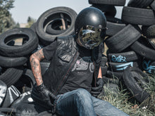 Chaleco de cuero para motocicleta personalizado, negro