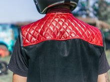 Chaleco de cuero Motorcycle Club, negro y rojo