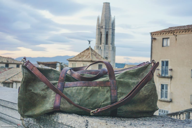 Waxed Canvas Duffle Bag Olive Waxed Canvas Duffle Bag Olive
