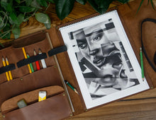 Large Sketchbook Set of A4 Sketch Pad Pencils Personalized Leather