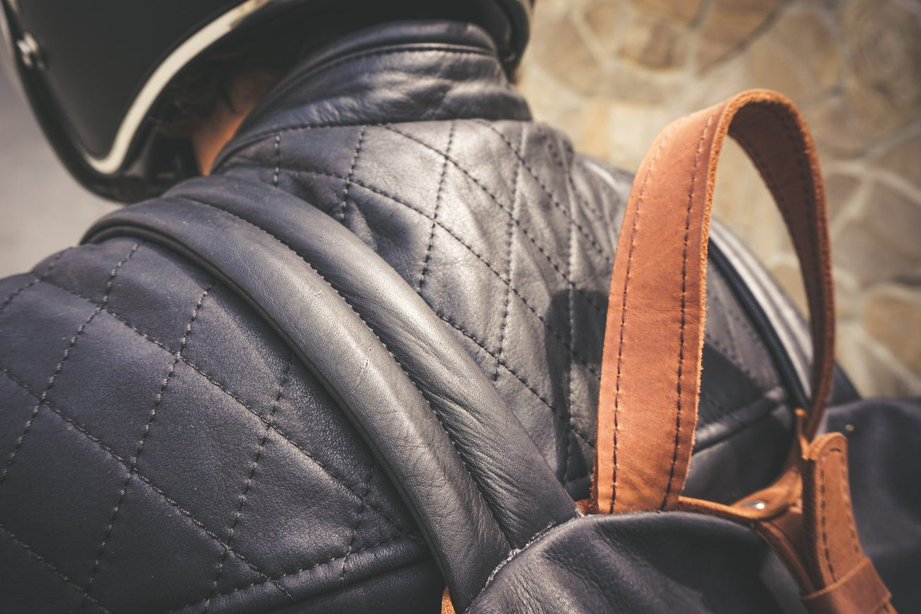 Motorcycle leather backpack | Custom leather rucksack