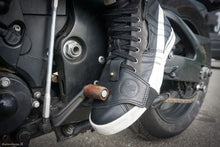 black leather motorcycle shifter boot protector