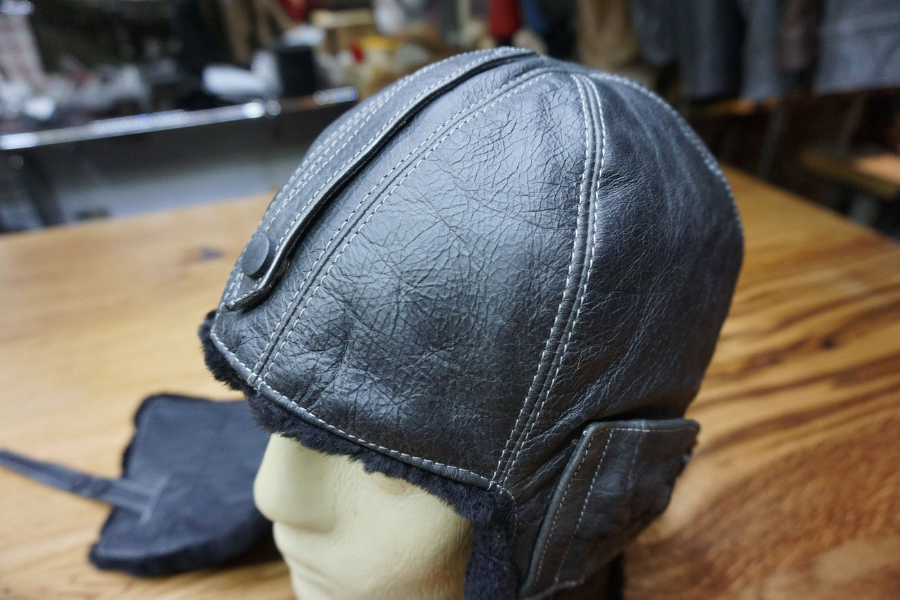 Leather bomber cap discount