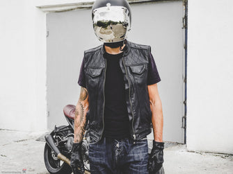 Motorcycle Club Leather Vest, Black