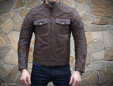 Men's Cafe Racer Jacket, Brown Leather, Handcrafted by FASHION RACING
