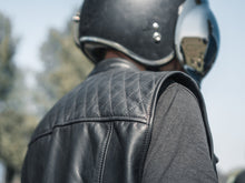 Custom Motorrad Lederweste, schwarz
