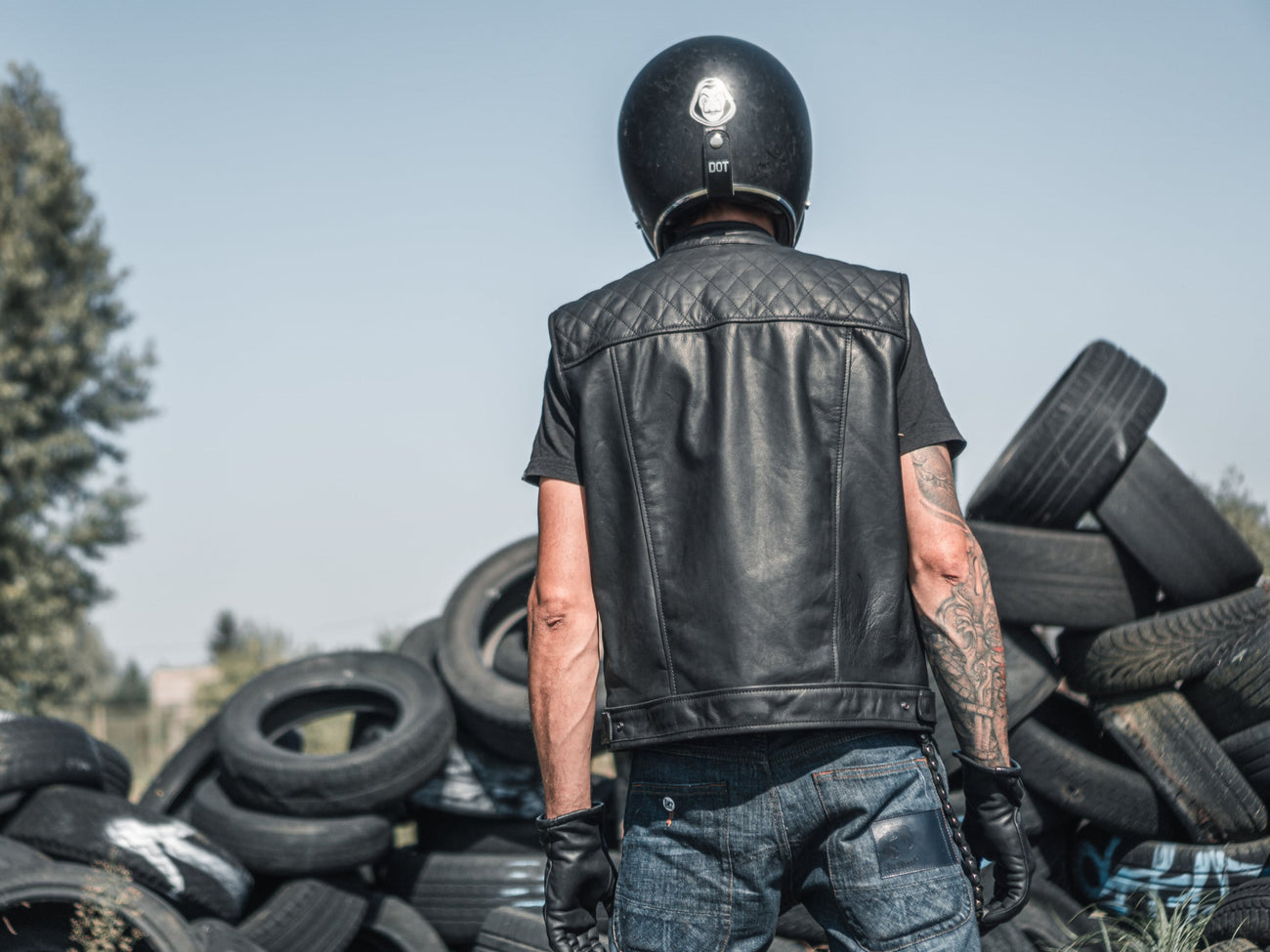 Gilet Biker Uomo Gilet In Pelle Nera Stile Biker - Giubbotto