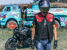 Gilet in pelle Motorcycle Club, nero e rosso