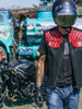 Gilet in pelle Motorcycle Club, nero e rosso