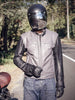 Veste de moto coupe slim pour homme | Cuir gris et noir | Fabriqué à la main